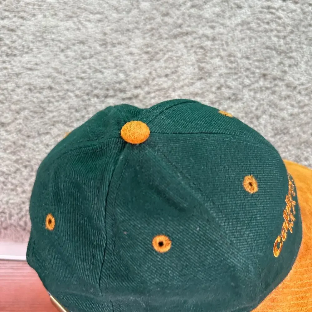 VINTAGE Cabinetmaker Magazine Hat Mens OS Green Suede Leather Brim Strapback - Picture 7 of 10